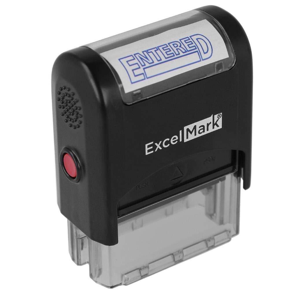 Entered - ExcelMark Self-Inking Rubber Stamp - A1539 Blue Ink