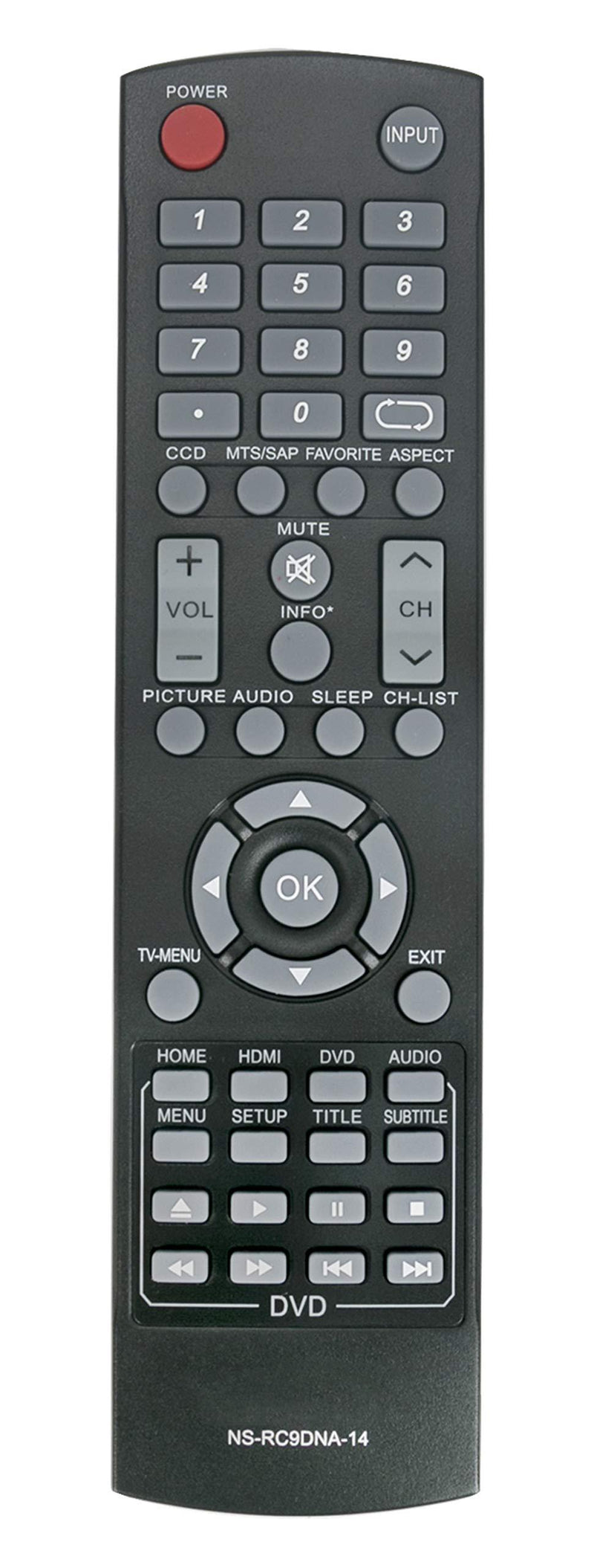 New Combo Remote NS-RC9DNA-14 fit for Insignia LED TV DVD NS-28DD310NA15 NS-32DD310NA15 NS-32DD220NA16 NS-32DD200NA14 NS-28DD220NA16 NS-24ED310NA15B NS-24DD220NA16 NS-20ED310NA15