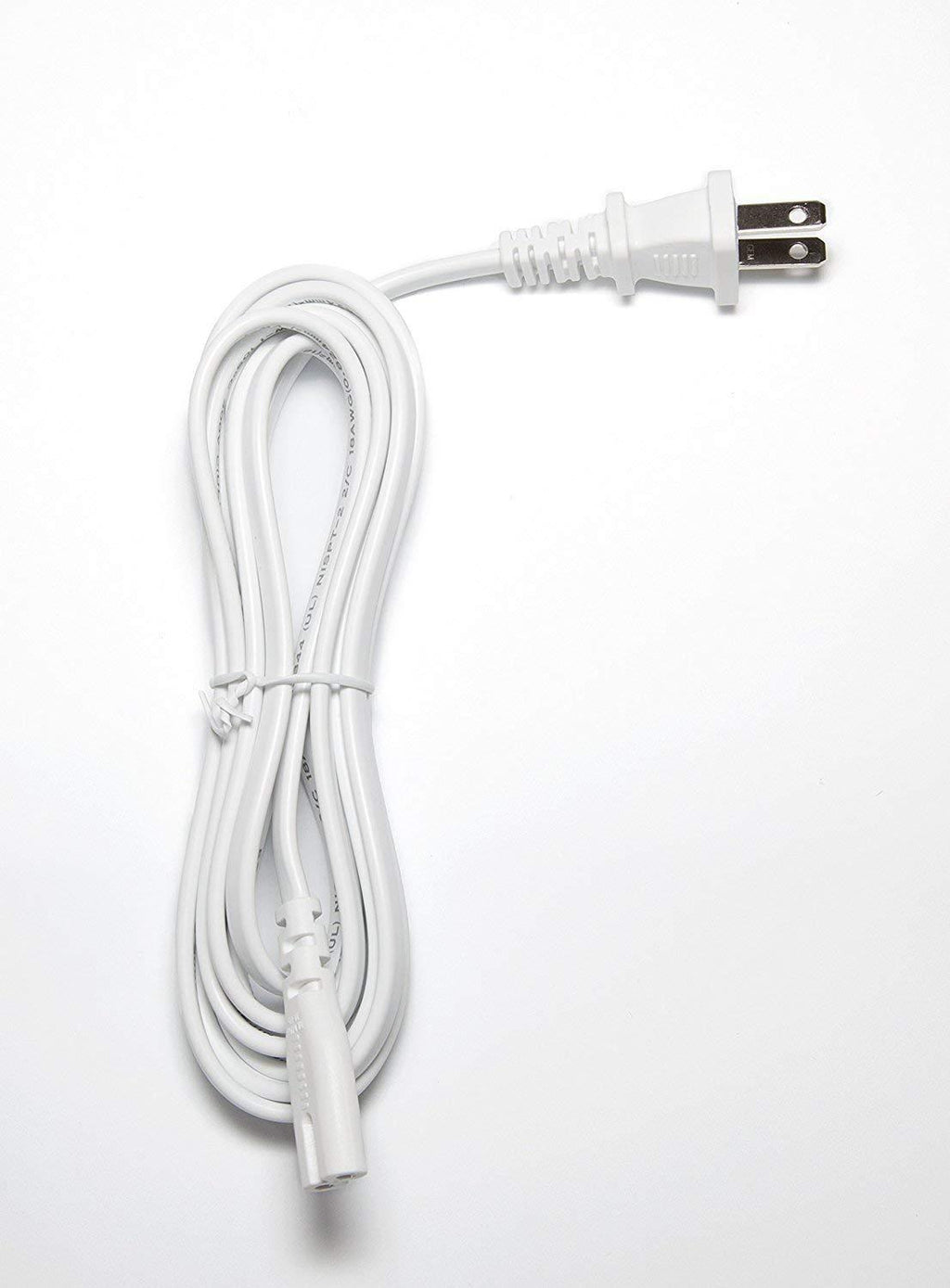 Omnihil Universal 10 Feet Long2 Prong 2 Pin Power Cord (NEMA 1-15P to IEC C7) 18AWG CE/BS/SAA Certified - Up to 500W Max Power - UL Listed [White] (Compatible with Many Models) 10FT WHITE