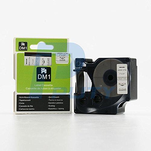 Black on Clear Tape Label Compatible for DYMO 53710 D1 24mm 7M 1" X 23'