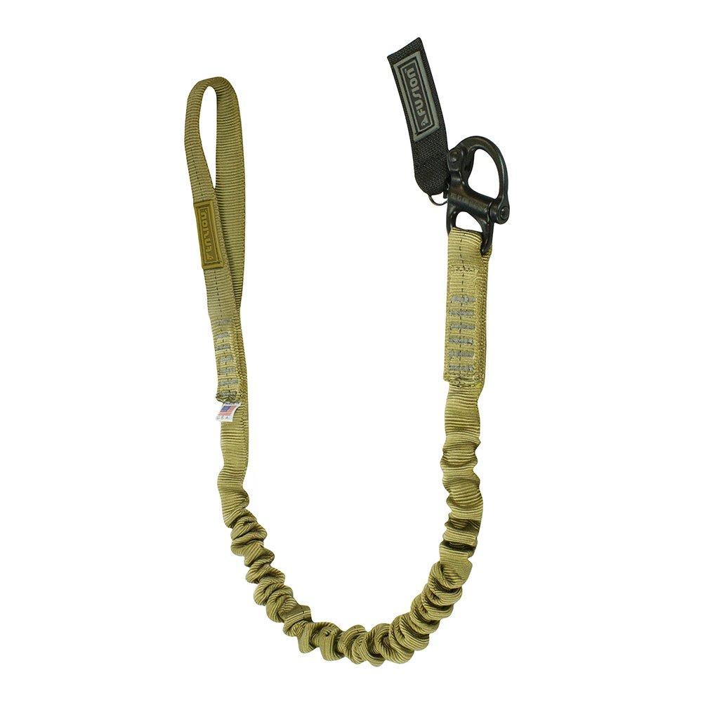 Fusion Tactical Elastic Sling Retention Helo Lanyard with Snap Shackle Hitched Loop, Coyote Brown, 2' 24" x 1" (LH-32-HL-2999-CB24)