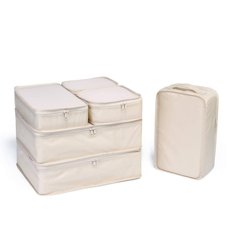 JJ POWER Travel Packing Cubes, Luggage Organizers with Shoe Bag Cream