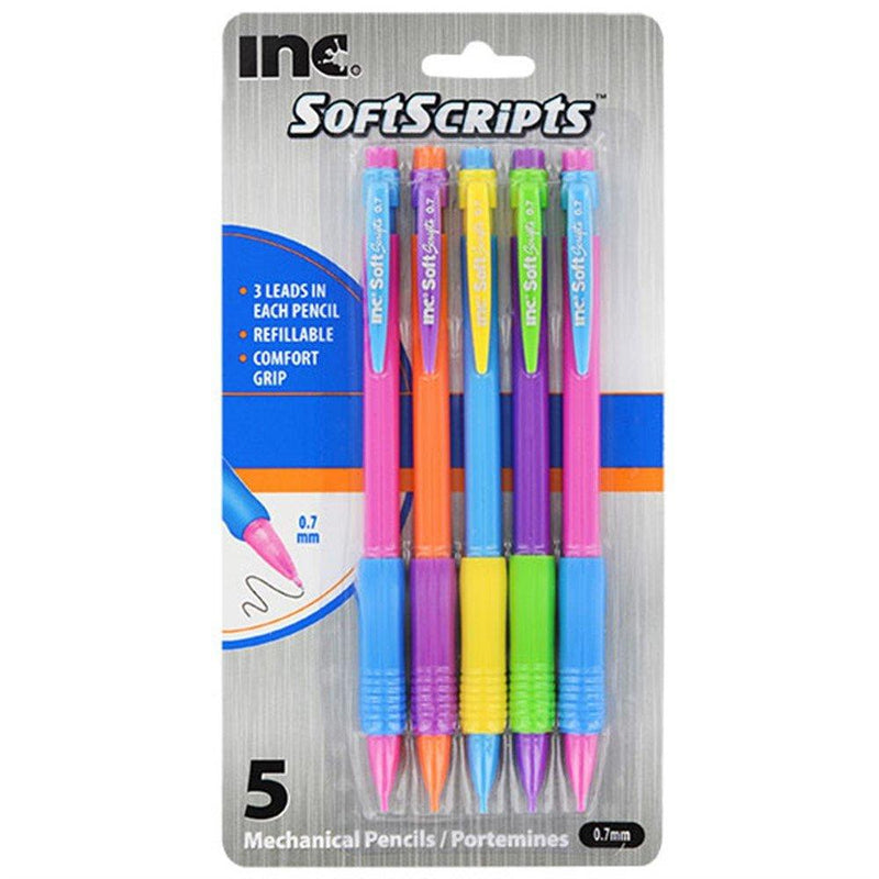 Inc Softscripts Mechanical Pencils - Package of 5-0.7mm