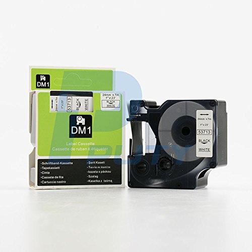 Black on White Tape Label Compatible for DYMO 53713 D1 24mm 7M 1" X 23'