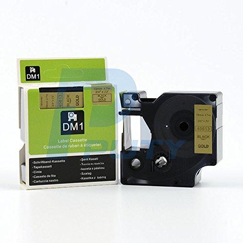 Black on Gold Tape Label Compatible for DYMO 45813 D1 19mm 7M 3/4" X 23'