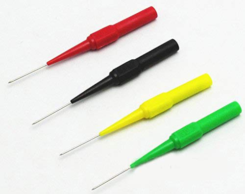 TestHelper Insulation Piercing Needle Non-Destructive Test Probes Red/Black/Yellow/Green Mini Back Probe/Wire Piercer 4mm Socket