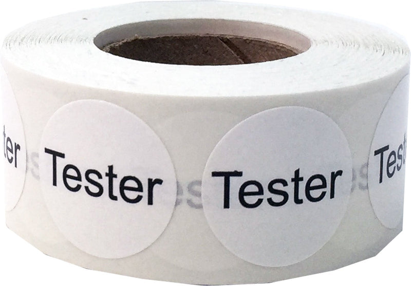 White Tester Circle Dot Stickers, 3/4 Inch Round, 500 Labels on a Roll White
