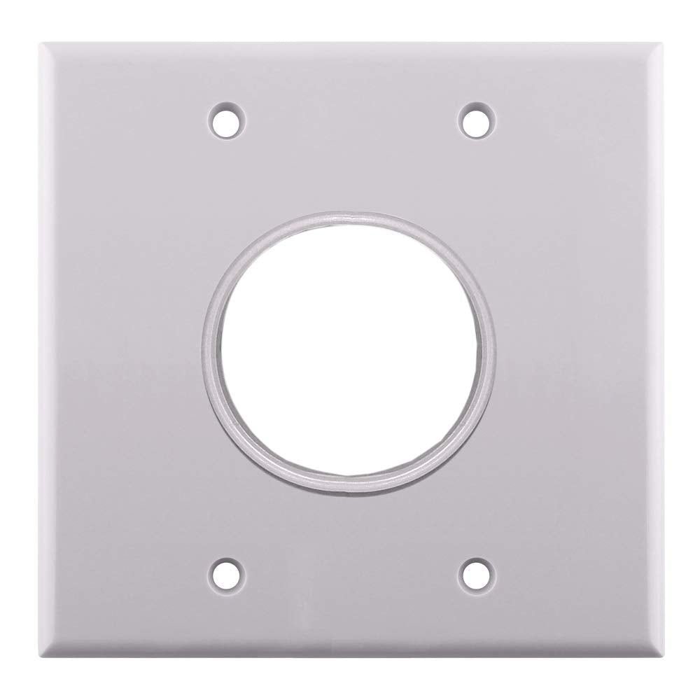 Dual-Gang Wall Plate with 1-3/4 Inch Hole, White