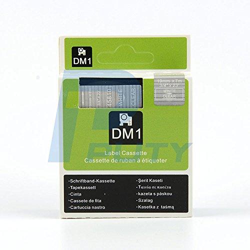 White on Clear Tape Label Compatible for DYMO 45810 D1 19mm 7M 3/4" X 23'