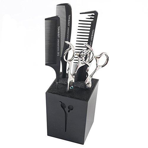 OLizee Professional Acylic Salon Scissors Holder Box Hairdressing Combs Clips Organizer Rack for Hair Stylist(Black) Black