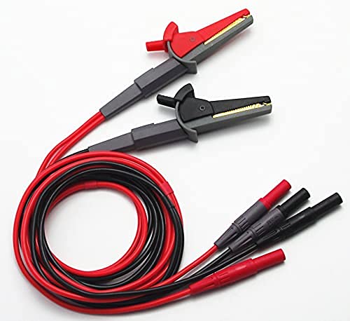 TestHelper TL200 LCR Meter Tester 4 Four Wire Silicone Test Leads Lead Terminal Kelvin Clip Alligator with 4mm Banana Plug