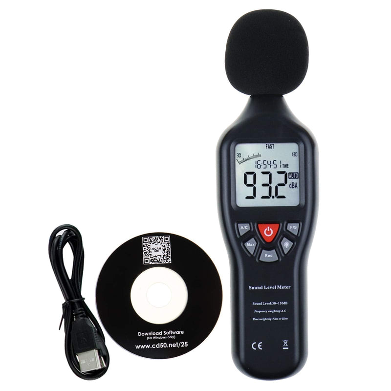 Professional Sound Level Meter with Backlight Display High Accuracy Measuring 30dB-130dB with Data Record Function