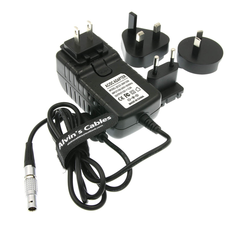 Alvin's Cables 2 Pin Male to Universal AC with UK EU AU US Plugs Adapter Converter Power Cable for Z CAM E2 Flagship Teradek Cube Hollyland Cosmo 600 Straight 2 Pin