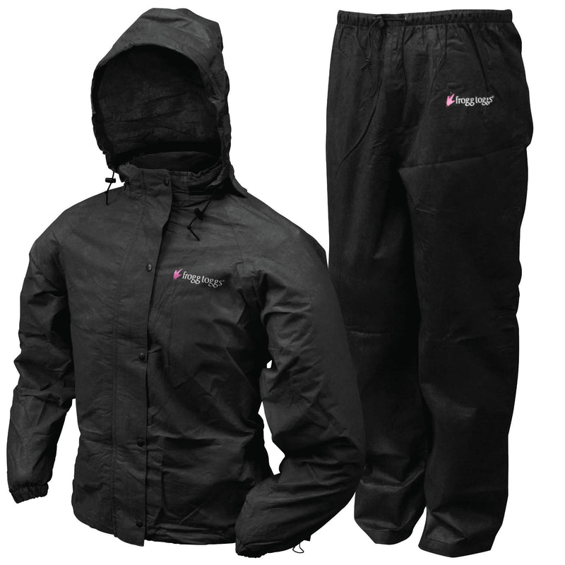 FROGG TOGGS Women's Classic All Purpose Rain Suit Small Black/Black