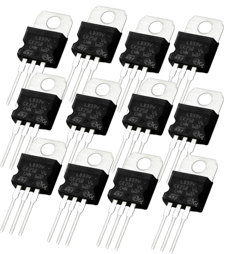 (12-Pcs) STMicroelectronics 3.3V, LD1117V33 Voltage Regulator, LD33V