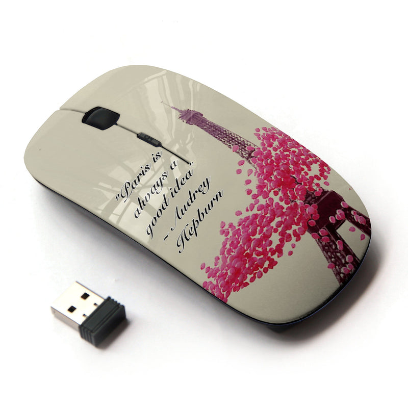 KawaiiMouse [ Optical 2.4G Wireless Mouse ] Love Paris Spring Hearts Floral Eifel Tower
