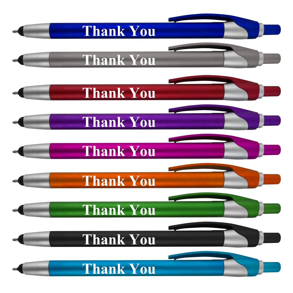 Thank You Greeting Gift Stylus Pens for Touchscreen Devices - 2 in 1 Combo Pen - for Employee Appreciation, Events and Parties, 50 Pack