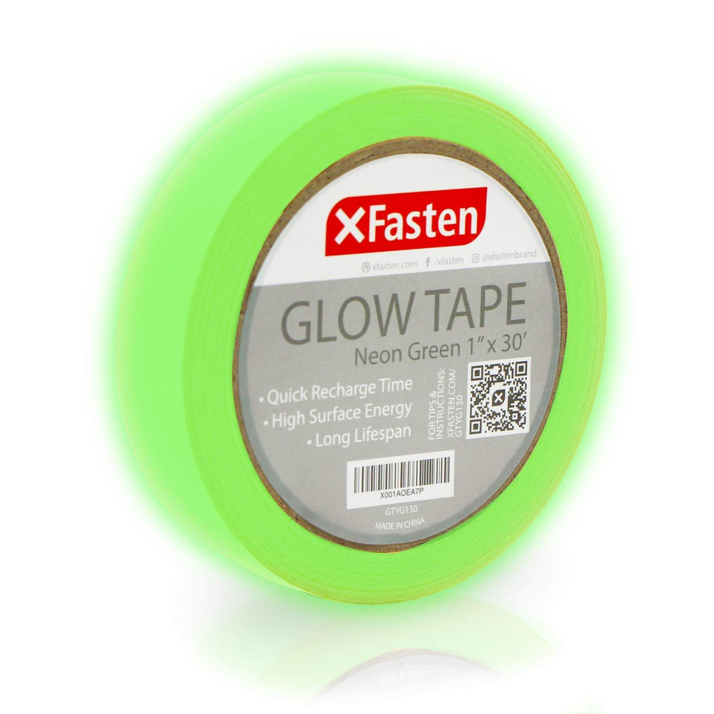 XFasten Glow in The Dark Tape, Yellow/Green, 1-Inch x 30-Foot Photo-Luminescent Glow Dark Duct Tape