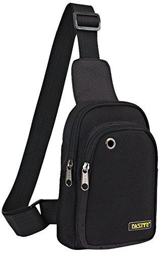 FASITE Sling Bag Chest Backpack, Crossbody Shoulder Tool Pouch for Men Women, Black