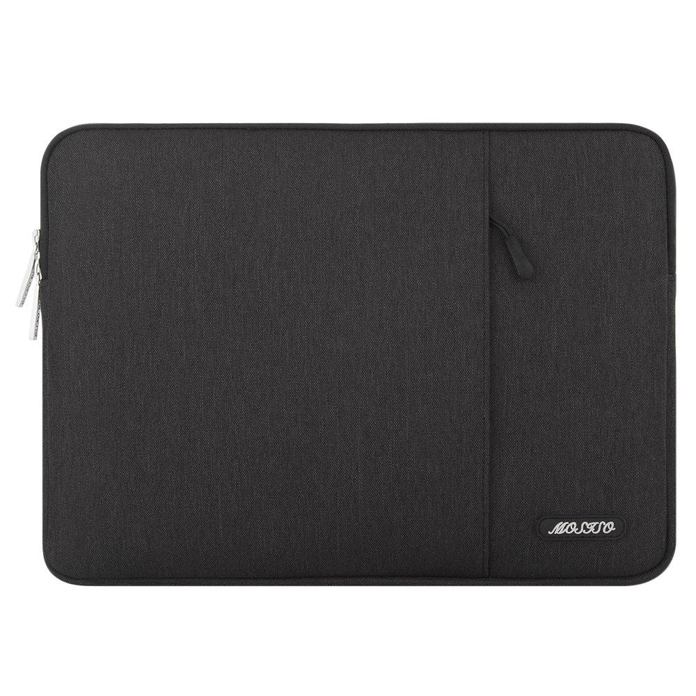 MOSISO Laptop Sleeve Bag Compatible with MacBook Air 13 inch 2018-2021 A2337 M1 A2179 A1932, MacBook Pro A2338 M1 A2289 A2251 A2159 A1989 A1706 A1708,Polyester Vertical Case with Pocket, Black 13-inch