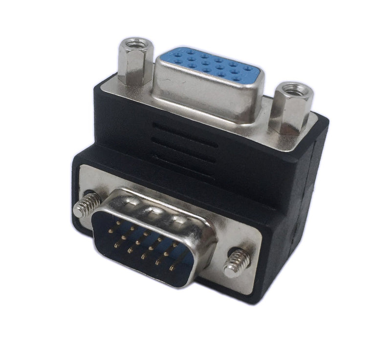 CERRXIAN 90 Degree VGA 15 Pin Male to Female Extension Cable Converter Adapter Coupler