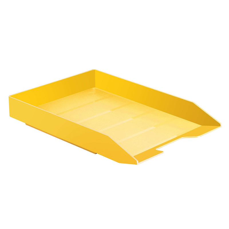 Acrimet Stackable Letter Tray Front Load Plastic Desktop File Organizer (Solid Yellow Color) (1 Unit)