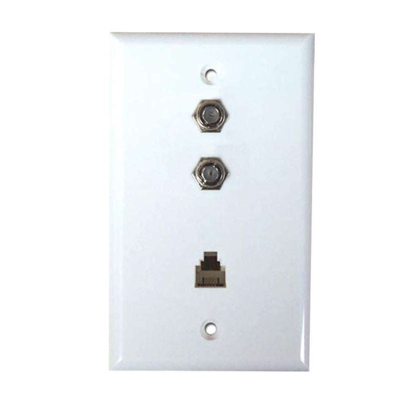 Flush Mount Wall Plate, 2 F-81 Jacks 1 Phone Jack