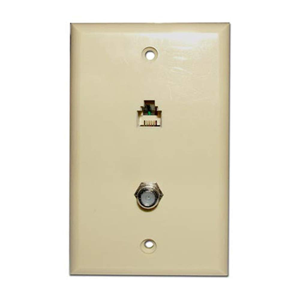 Wall Plate with 1 F-81 Jack, 1 Phone Jack, Ivory