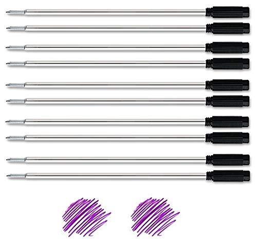 10 Pack - Smooth Flow Ink Ballpoint Pen Refills Compatible With Cross & Vera Bradley Ballpoint Pens - Medium Point - (BULK PACKED) (Purple) Purple