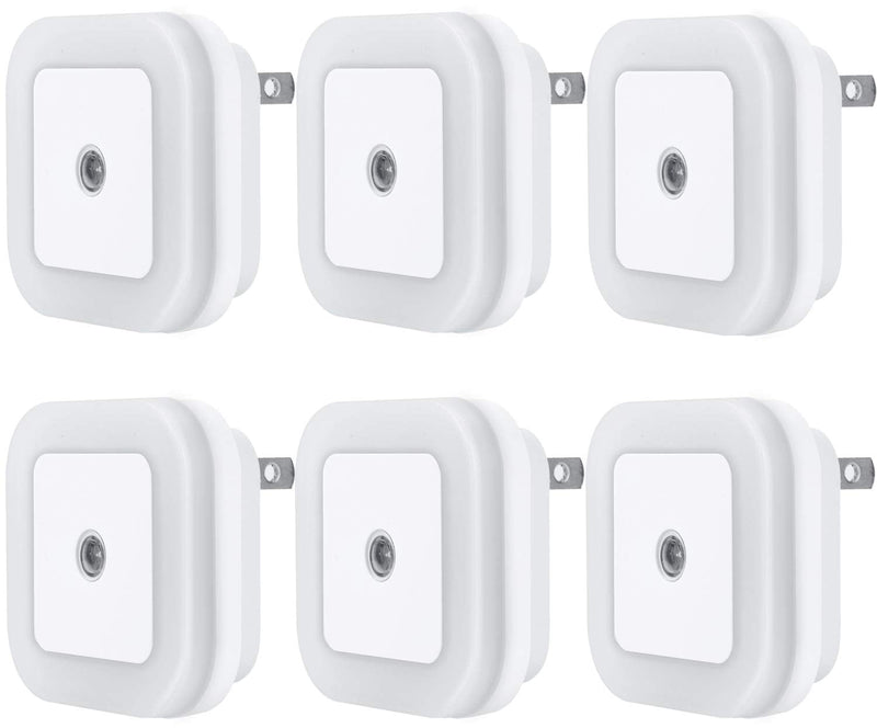Uigos LED Night Light Lamp with Smart Sensor Dusk to Dawn Sensor, Daylight White, 0.5W Plug-in, 6-Pack