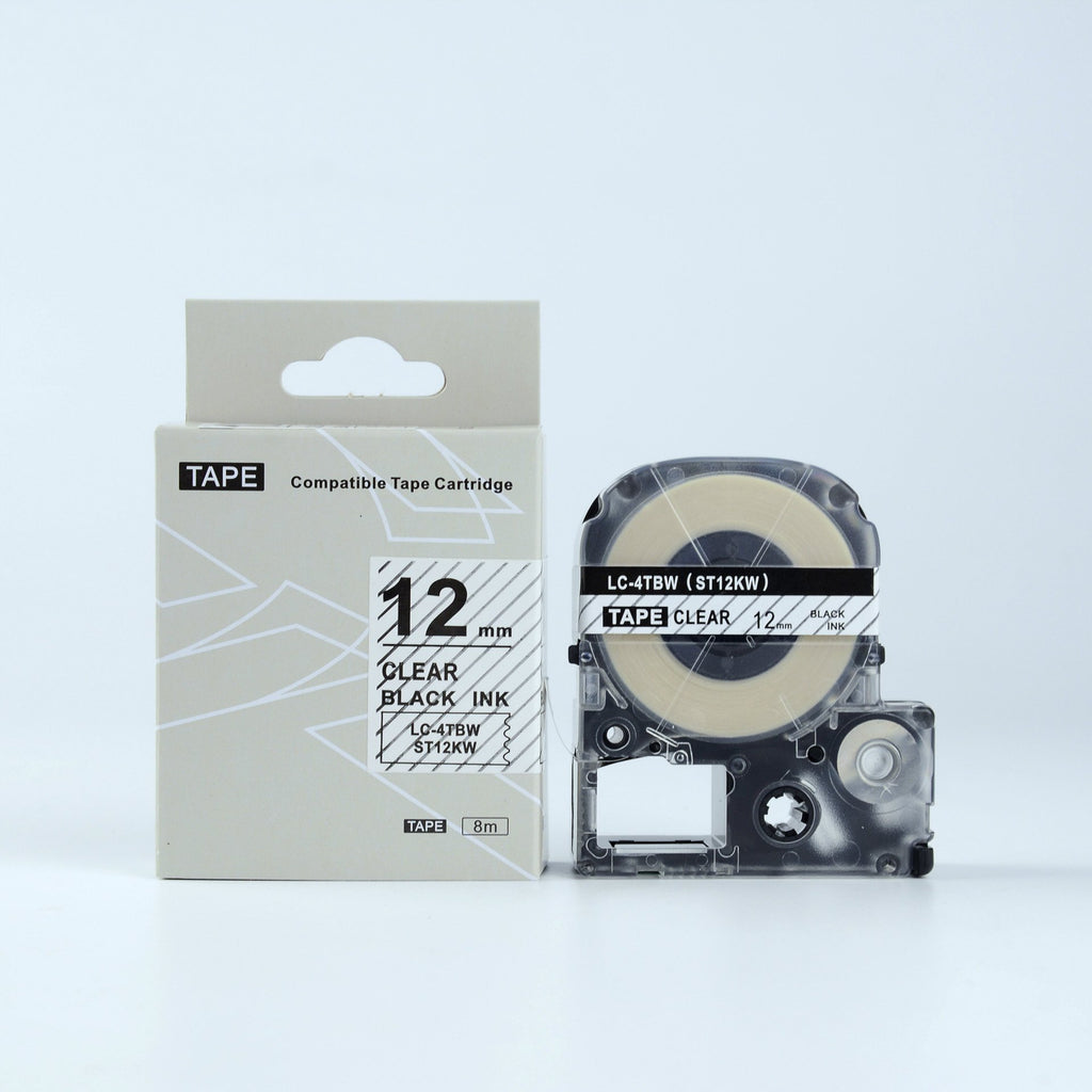 IDIK Black on Clear ST12KW LC-4TBW LC-4TBW9 Laminated Ribbon Cassette Tape for kingjim/epson Label Printers