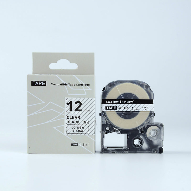 IDIK Black on Clear ST12KW LC-4TBW LC-4TBW9 Laminated Ribbon Cassette Tape for kingjim/epson Label Printers