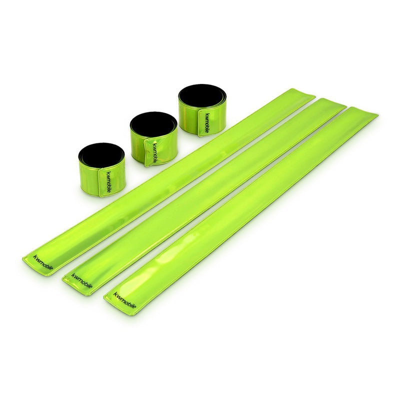 kwmobile Reflective Slap Bands (Set of 6) - Hi Vis Reflector Snap Band Strips - High Viz Armband Strip Bracelets for Running, Cycling, Walking yellow