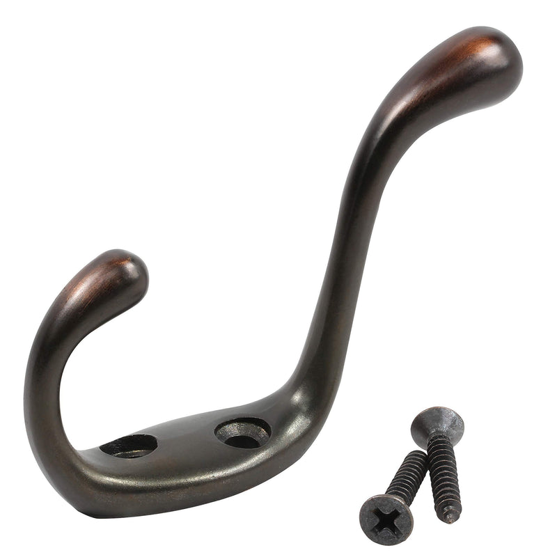 2 Pack Rok Hardware Heavy Duty Oil-Rubbed Bronze Home Wall Closet Towel Robe Coat Double Hook Hanger
