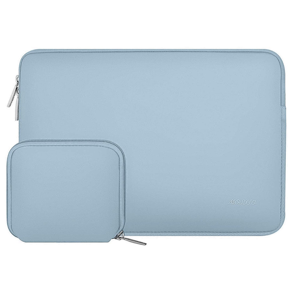 MOSISO Laptop Sleeve Compatible with MacBook Air/Pro Retina, 13-13.3 inch Notebook, Compatible with MacBook Pro 14 inch 2021 2022 M1 Pro/M1 Max A2442, Neoprene Bag with Small Case, Airy Blue 13.3-inch