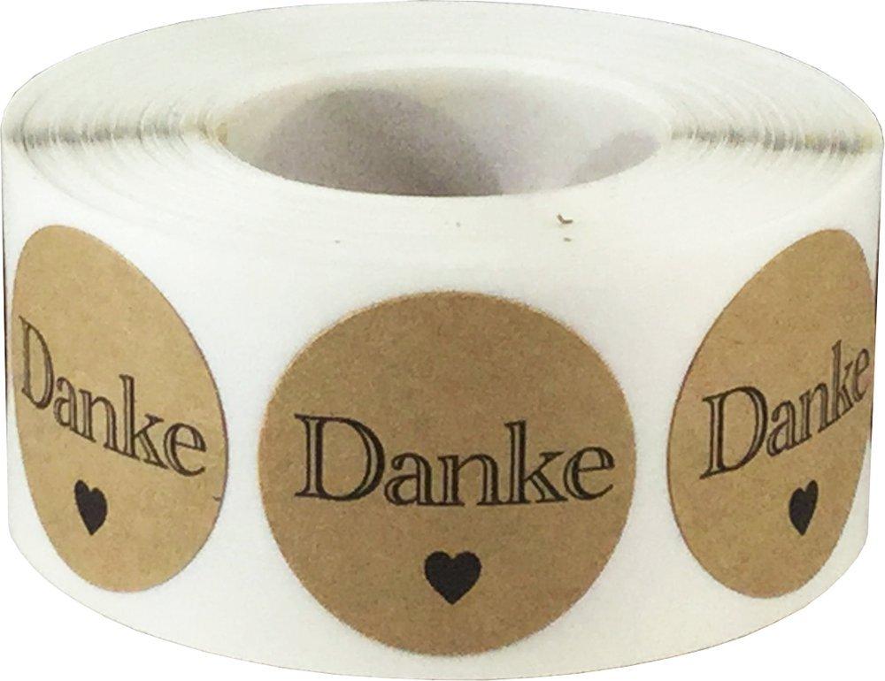 Danke German Thank You Natural Kraft Adhesive Stickers 1 Inch Round Labels 500 Labels Per Roll