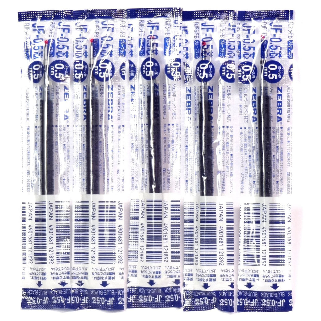 Zebra 0.5mm Blue Black Ink Refill (JF-0.5), for Zebra Sarasa Clip 0.5 Gel Ballpoint Pen(JJ15-FB), × 5 Pack/total 5 pcs (Japan Import) [Komainu-Dou Original Package]