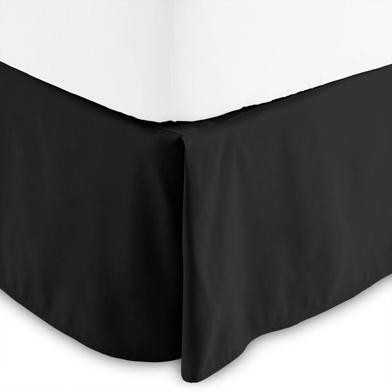 Bare Home Pleated Twin Bed Skirt - 15-Inch Tailored Drop Easy Fit - Wrap Around Bed Skirt for Twin Beds - Center & Corner Pleats (Twin, Black)