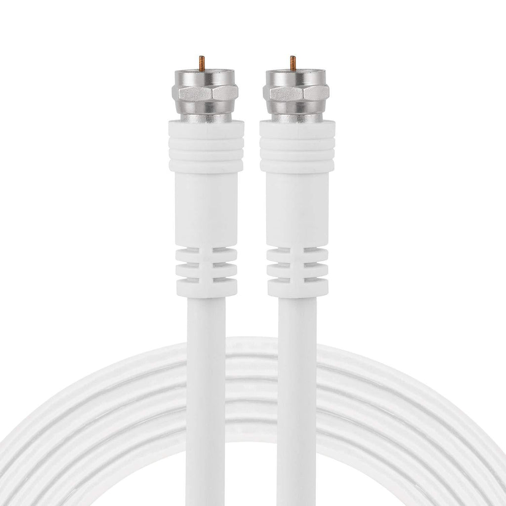 GE RG6 Coaxial Cable, 15 ft. F-Type Connectors, Double Shielded Coax, Input Output, Low Loss Coax, Ideal for TV Antenna, DVR, VCR, Satellite Receiver, Cable Box, Home Theater, White, 33603 15 Feet 1 Pack