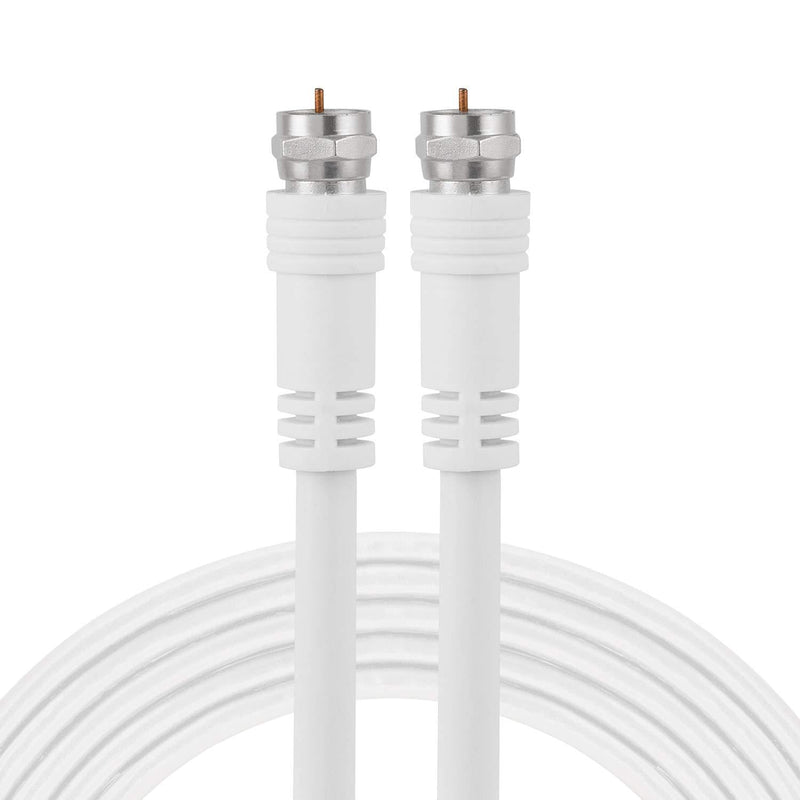 GE RG6 Coaxial Cable, 15 ft. F-Type Connectors, Double Shielded Coax, Input Output, Low Loss Coax, Ideal for TV Antenna, DVR, VCR, Satellite Receiver, Cable Box, Home Theater, White, 33603 15 Feet 1 Pack