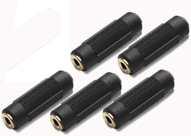 Mini Skater Stereo Coupler 3.5 mm Audio Coupler Female to Female Adapter Connectors Pack of 5