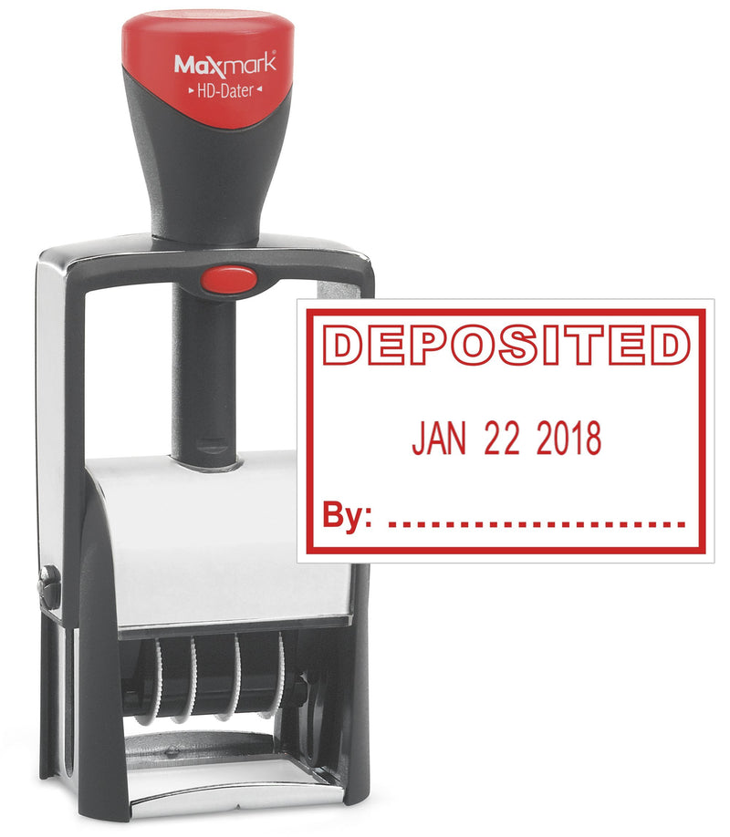 Heavy Duty Date Stamp with DEPOSITED Self Inking Stamp - RED Ink)