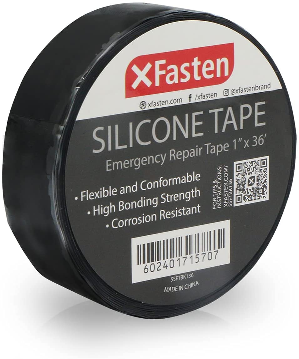 XFasten Silicone Self Fusing Tape 1-Inch x 36-Foot (Black) Silicone Repair Tape Black