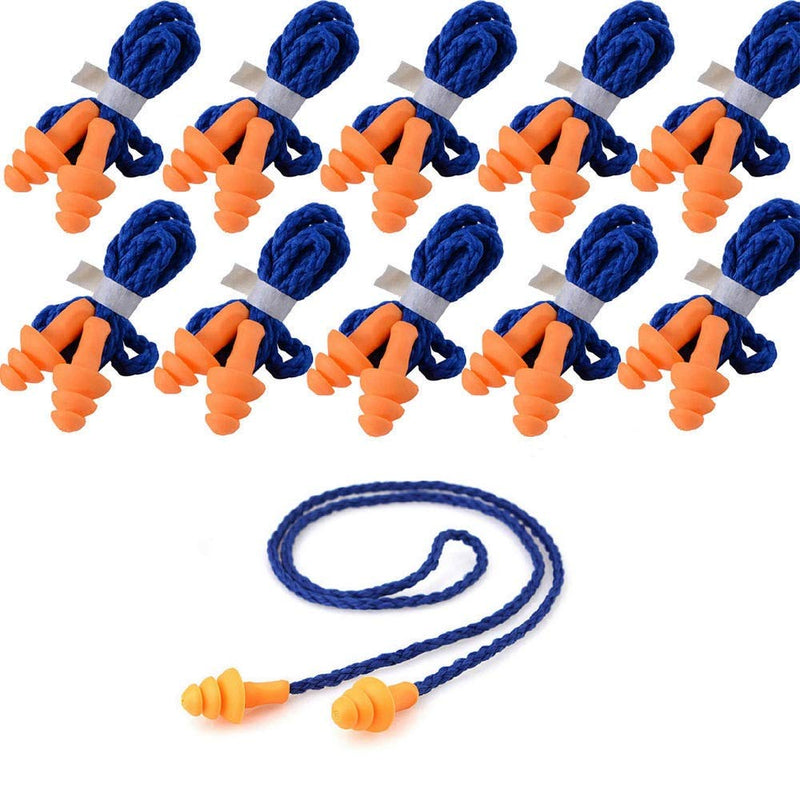 10 Pair Corded Ear Plugs for Shooting Range Ear Protection for Gun Range - Hunting Ear Plugs Individually Wrapped Shooting Ear Buds Hunting Ear Protection Hearing Protection Ear Plugs for Construction 10 Pair (Pack of 1)