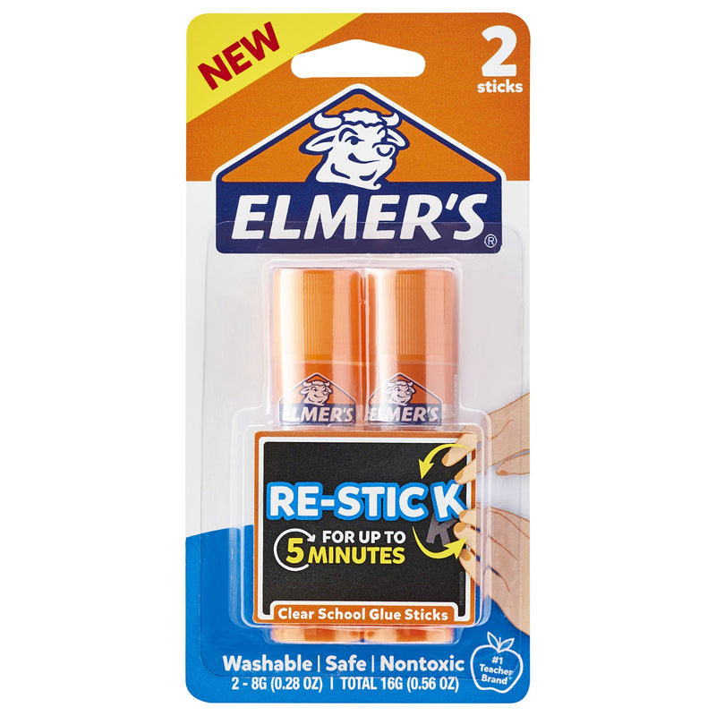 Elmer’s Re-Stick School Glue Sticks, 0.28-Ounces, 2 Count Restick