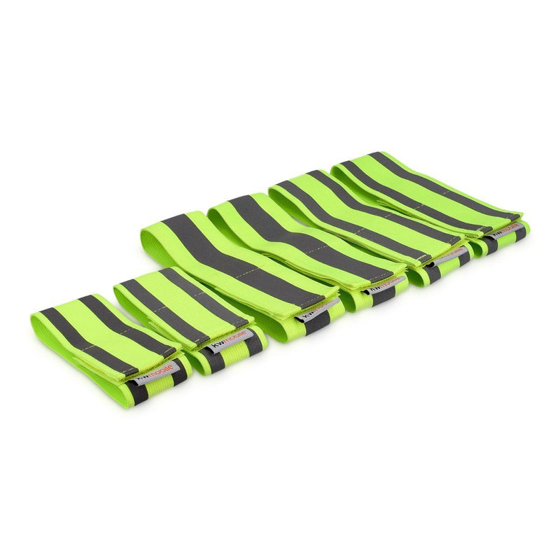 kwmobile 6X Reflective Armbands - High Visibility Outdoor Safety Bands for Jogging Cycling Walking - Neon Reflector Strap for Arm Leg Ankle Wrist yellow