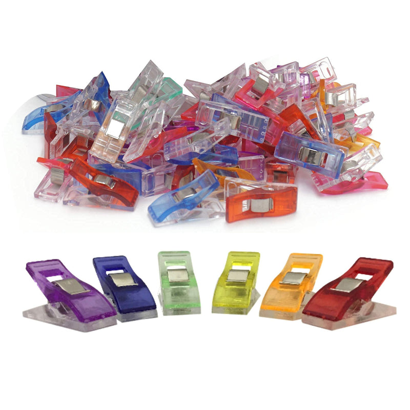 PERFORMORE 100 Pack of Multipurpose Sewing Clips and Quilting Clips, Multicolored Magic Clips and Fabric Clips for Sewing Quilting Crafting Hanging, Extremely Durable Clips for All Kinds of Crafts