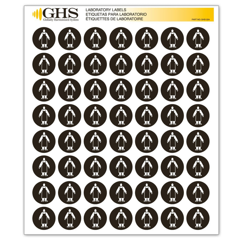 GHS/HazCom 2012: PPE Pictogram Labels, Apron, 1" each (Pack of 1120)