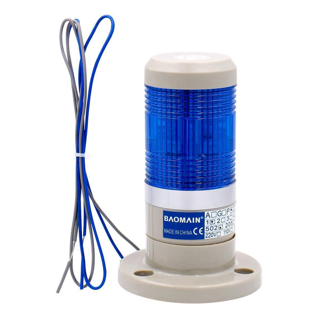 Baomain Warning Continuous Light 110V AC Industrial Continuous Blue LED Signal Tower Lamp