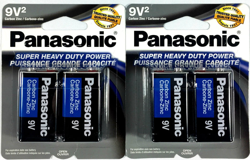 4Pc Size 9V Panasonic Batteries Super Heavy Duty Power Zinc Carbon